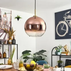 Koyoto Suspension, Boule lumineuse, Suspension Or, Noir, 1 lumière