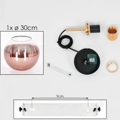 Koyoto Suspension, Boule lumineuse, Suspension Or, Noir, 1 lumière