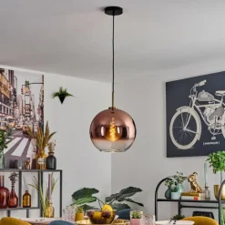 Koyoto Suspension, Boule lumineuse, Suspension Or, Noir, 1 lumière