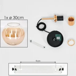Koyoto Suspension, Boule lumineuse, Suspension Or, Noir, 1 lumière
