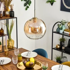 Koyoto Suspension, Boule lumineuse, Suspension Or, Noir, 1 lumière