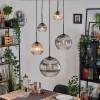 Koyoto Suspension, Boule lumineuse, Suspension grappe Ambre, Clair, Fumé, 5 lumières