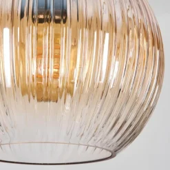 Koyoto Suspension, Boule lumineuse, Suspension grappe Ambre, Clair, Fumé, 5 lumières