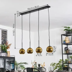 Koyoto Suspension, Boule lumineuse, Suspension Or, 4 lumières