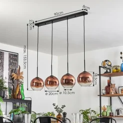 Koyoto Suspension Clair, Cuivré, 4 lumières
