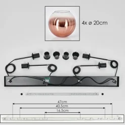Koyoto Suspension Clair, Cuivré, 4 lumières