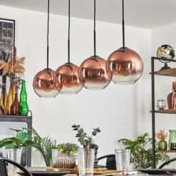 Koyoto Suspension Clair, Cuivré, 4 lumières