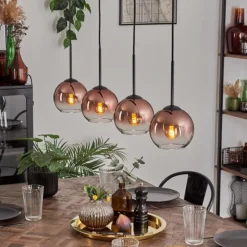 Koyoto Suspension Clair, Cuivré, 4 lumières