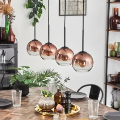 Koyoto Suspension Clair, Cuivré, 4 lumières