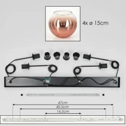 Koyoto Suspension Clair, Cuivré, 4 lumières