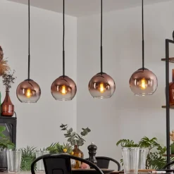 Koyoto Suspension Clair, Cuivré, 4 lumières