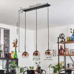 Koyoto Suspension Clair, Cuivré, 3 lumières