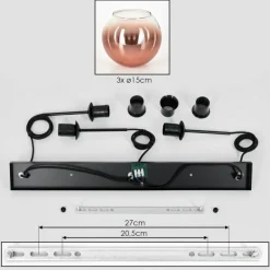 Koyoto Suspension Clair, Cuivré, 3 lumières