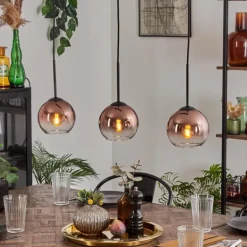 Koyoto Suspension Clair, Cuivré, 3 lumières