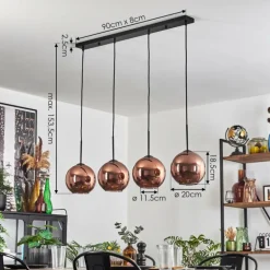 Koyoto Suspension Cuivré, 4 lumières