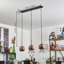 Koyoto Suspension Cuivré, 3 lumières