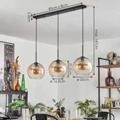 Koyoto Suspension Noir, 3 lumières