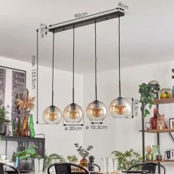 Koyoto Suspension Noir, 4 lumières