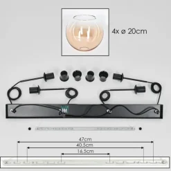Koyoto Suspension Noir, 4 lumières