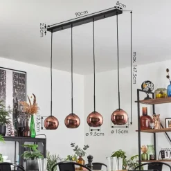 Koyoto Suspension Noir, 4 lumières
