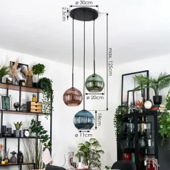 Koyoto Suspension Noir, 3 lumières