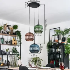 Koyoto Suspension Noir, 3 lumières