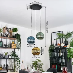 Koyoto Suspension Noir, 3 lumières