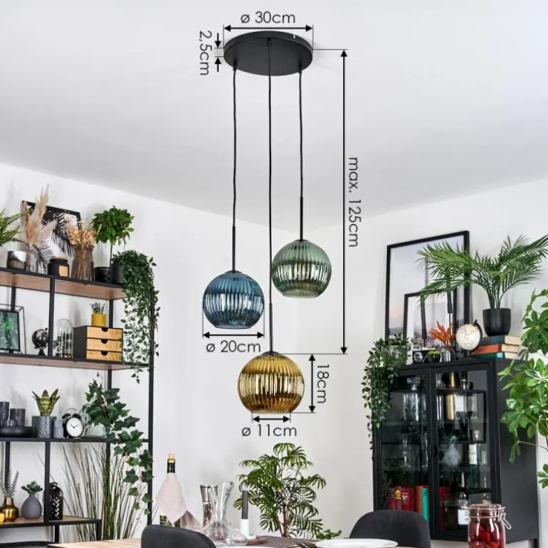 Koyoto Suspension Noir, 3 lumières