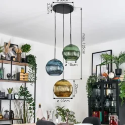 Koyoto Suspension Noir, 3 lumières