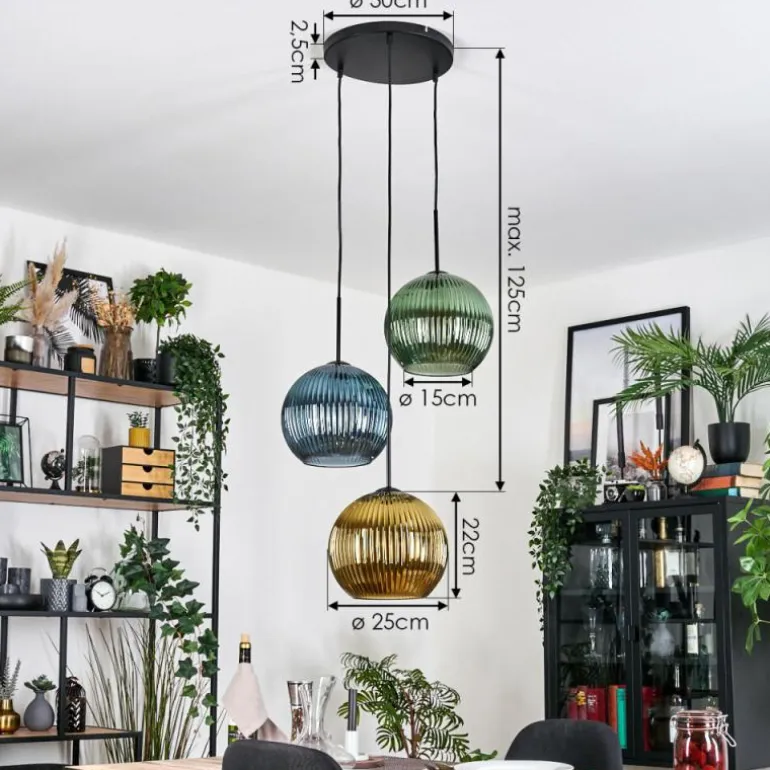 Koyoto Suspension Noir, 3 lumières