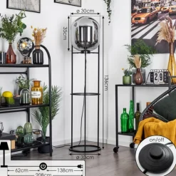 Lampadaire Arieux Noir, 1 lumière