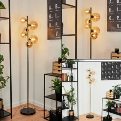 Lampadaire Chehalis LED Laiton, Noir, 6 lumières