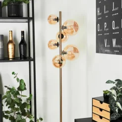 Lampadaire Chehalis LED Laiton, Noir, 6 lumières