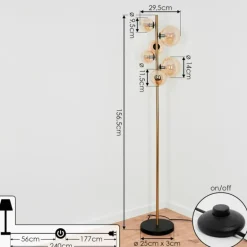 Lampadaire Chehalis LED Laiton, Noir, 6 lumières