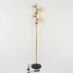 Lampadaire Chehalis LED Laiton, Noir, 6 lumières