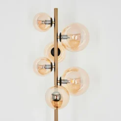 Lampadaire Chehalis LED Laiton, Noir, 6 lumières