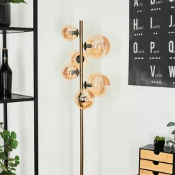 Lampadaire Chehalis LED Laiton, Noir, 6 lumières