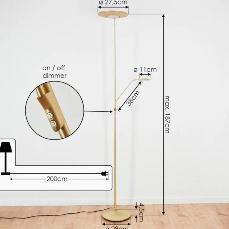Lampadaire Confluencia LED Laiton, 2 lumières