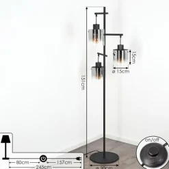 Lampadaire Gafa Noir, 3 lumières