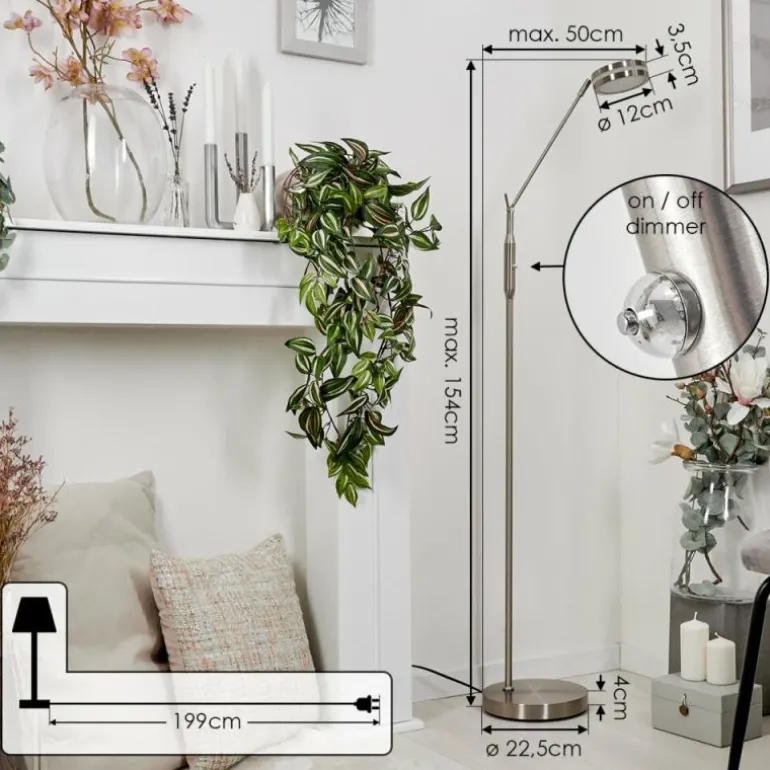Lampadaire Huallilemu LED Nickel mat, 1 lumière