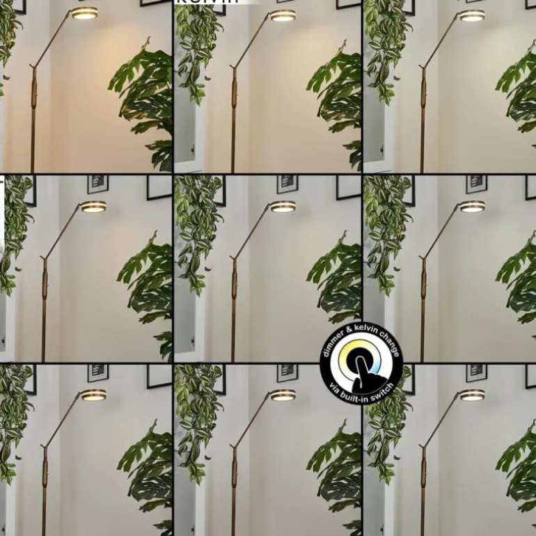 Lampadaire Huallilemu LED Vieux laiton, 1 lumière