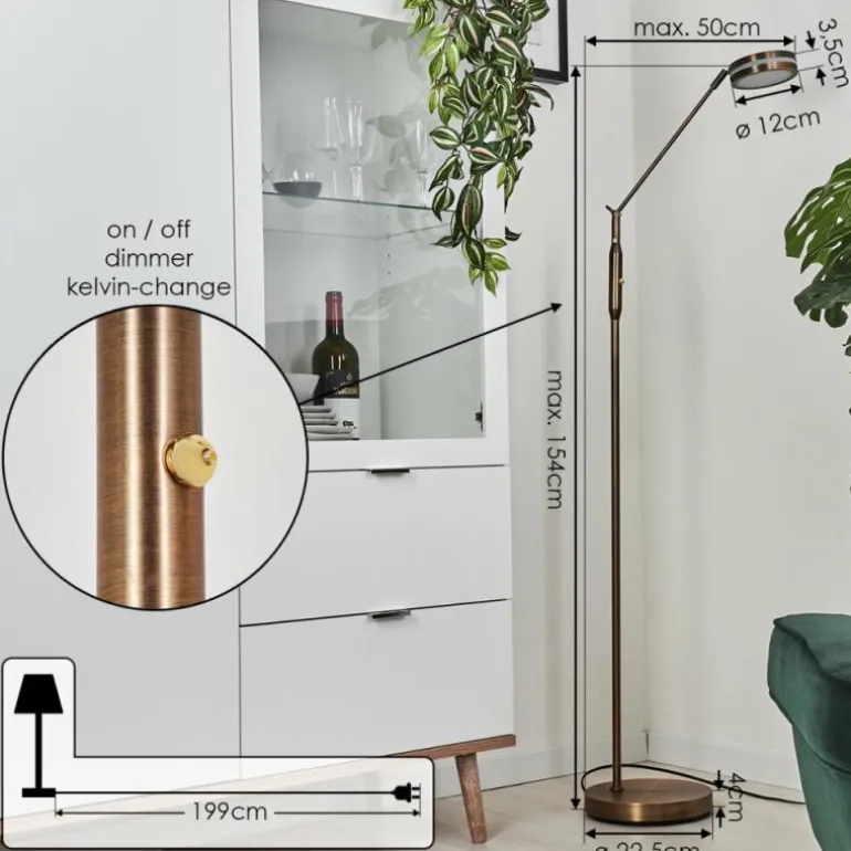 Lampadaire Huallilemu LED Vieux laiton, 1 lumière