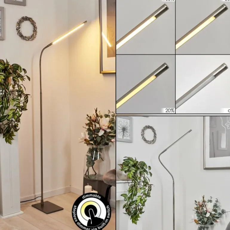 Lampadaire Reuland LED Nickel mat, 1 lumière