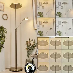 Lampadaire à vasque Huallilemu LED Nickel mat, 2 lumières
