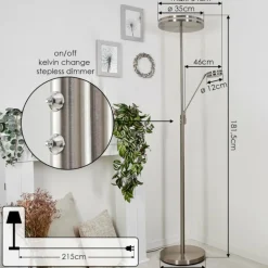 Lampadaire à vasque Huallilemu LED Nickel mat, 2 lumières