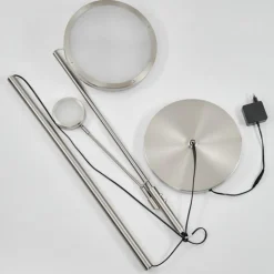 Lampadaire à vasque Huallilemu LED Nickel mat, 2 lumières