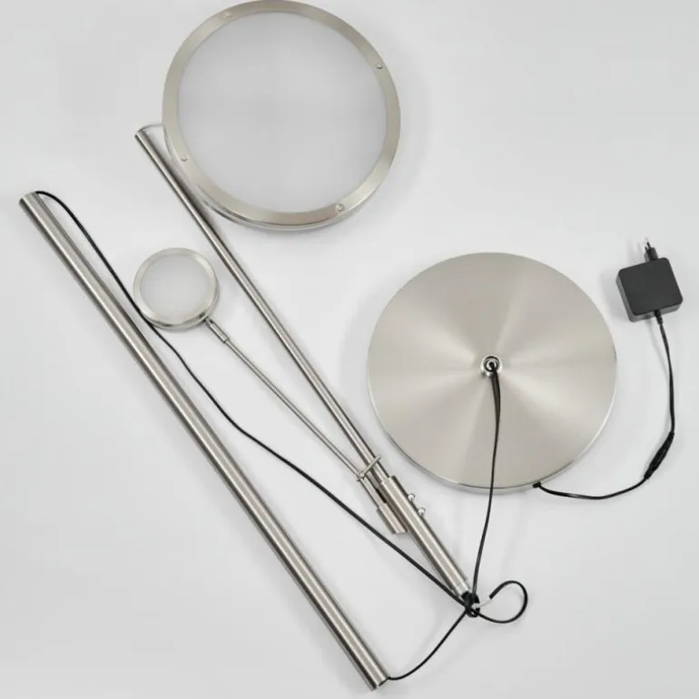 Lampadaire à vasque Huallilemu LED Nickel mat, 2 lumières
