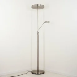 Lampadaire à vasque Huallilemu LED Nickel mat, 2 lumières