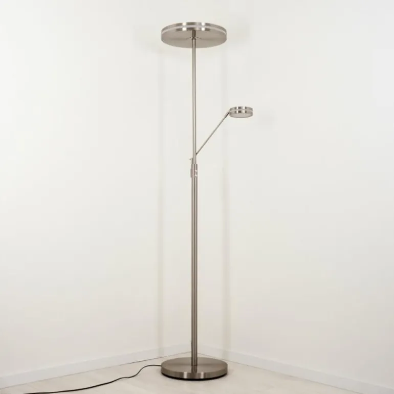 Lampadaire à vasque Huallilemu LED Nickel mat, 2 lumières