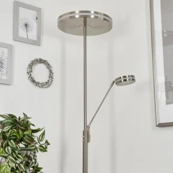 Lampadaire à vasque Huallilemu LED Nickel mat, 2 lumières